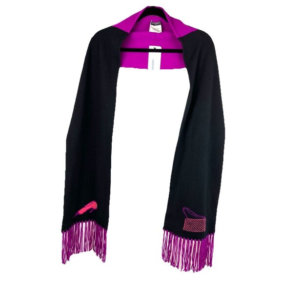 Auth Chanel cashmere scarf shoe flap bag Fringe - Picture 1 of 5